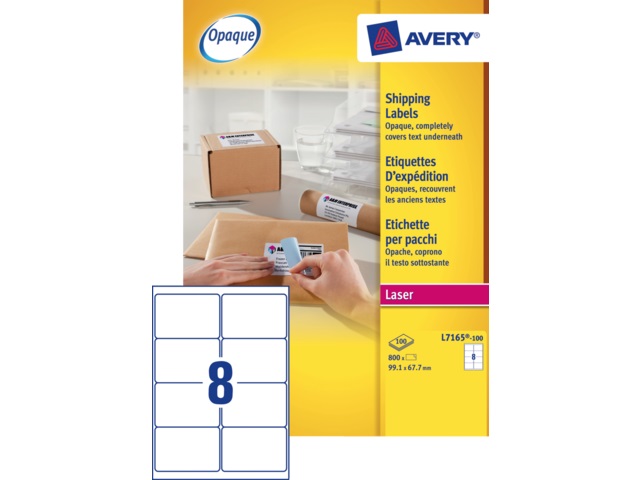 Etiket Avery Shipping 08 etik/bl 99,1x67,7mm voor laser wit (100)