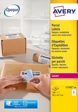 Etiketten Avery Shipping 08 etik/bl 99,1x67,7mm voor laser wit (40)