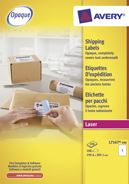 Etiketten Avery Shipping 01 etik/bl 199,6x289,1mm voor laser wit (100)