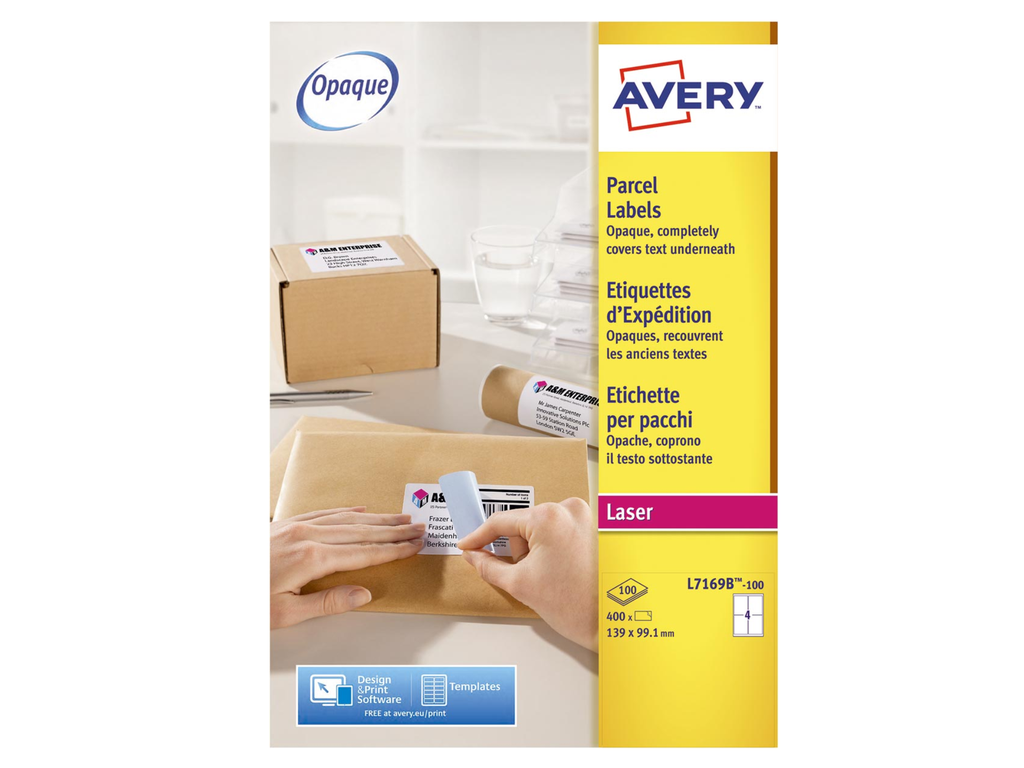 Etiketten Avery BlockOut QuickPeel 04 etik/bl 139x99,1mm voor laser (100)
