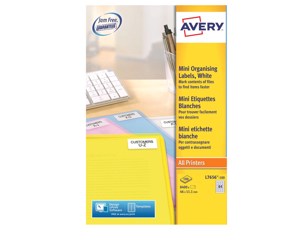 Etiket Avery mini 84 etik/bl 46x11,1mm wit (100)