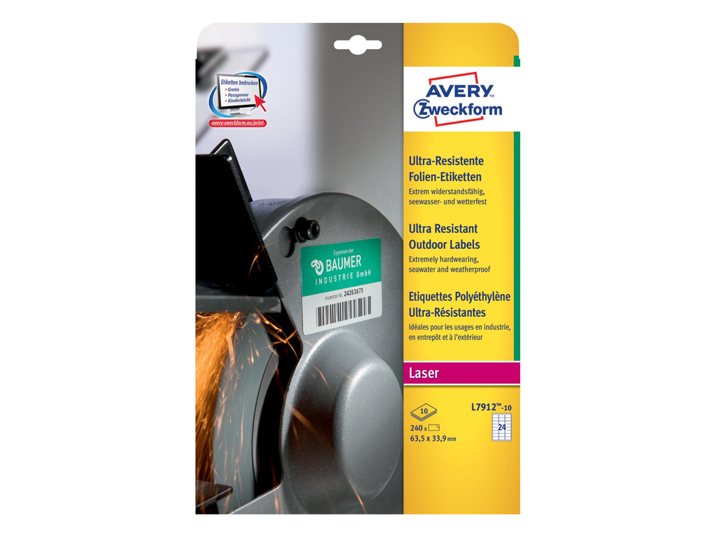 Etiketten Avery Outdoor 24 etik/bl 63,5x33,9mm voor laser wit (10)