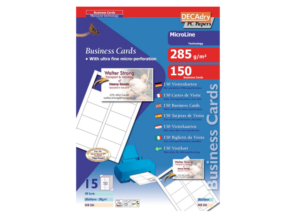 Visitekaarten Decadry MicroLine 85x54mm 285g 10/bl (15)