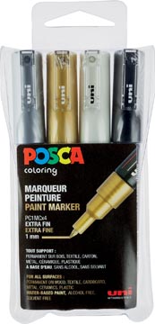 Paintmarker Uni-Ball Posca ronde punt 1,0mm assorti metal (4)