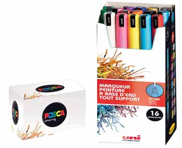 Paintmarker Uni-ball Posca ronde punt 0,7mm assorti (16)