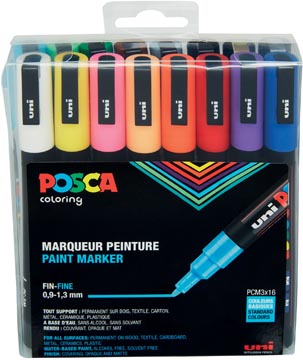 Paintmarker Uni-ball Posca ronde punt 1,5mm assorti (16)