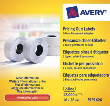 Etiketten Avery Prijstang permanent 16x26mm 1.200 etik/rol wit (10)