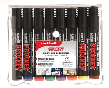 Flipchartmarker Uni-Ball Prockey ronde punt 1,2-1,8mm assorti (8)