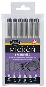 Fineliner Sakura pigma micron zwart assorti (6)