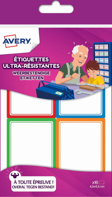 Etiket Avery Family 45x62mm weerbestendig wit met assorti rand (16)