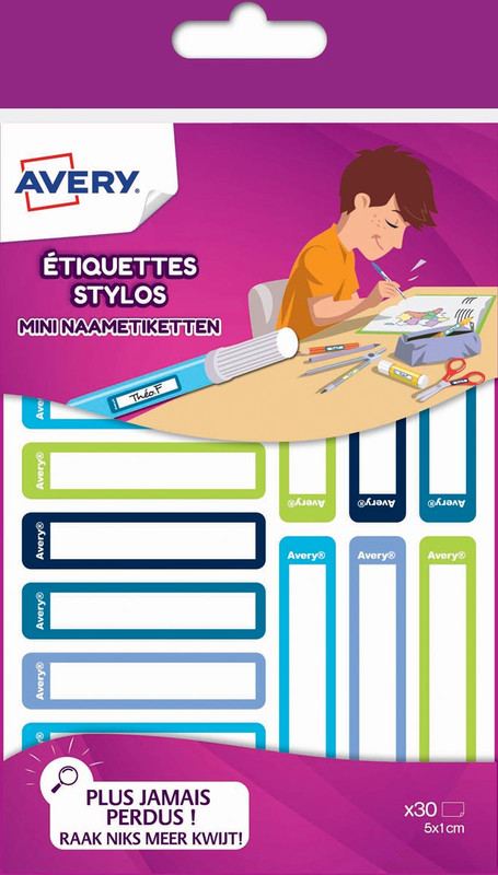 Etiketten Avery Family Name 50x10mm assorti jongens (30)