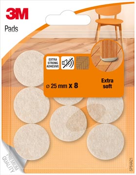 Vloerpads 3M beschermend vilt Ø 25mm beige (8)