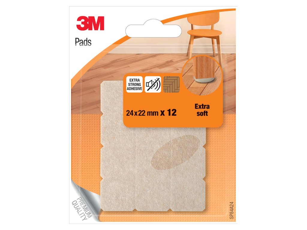 Viltjes 3M Extra soft 24x22mm beige blister (12)