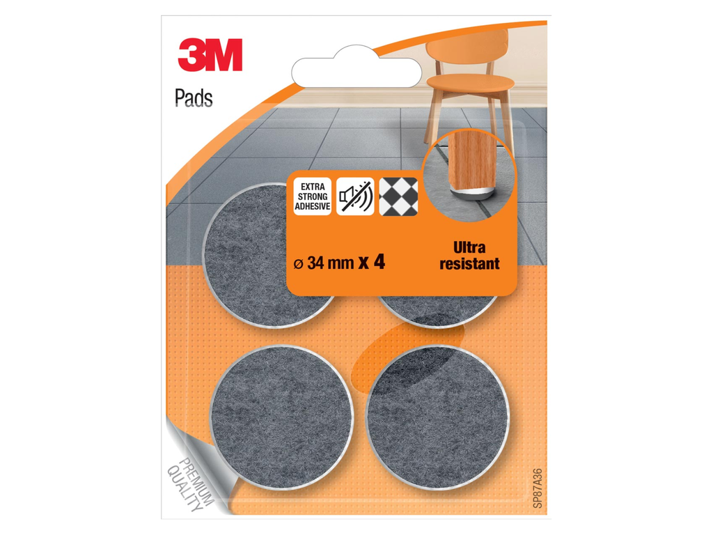 Vloerpads 3M beschermend vilt Ø 34mm beige (4)