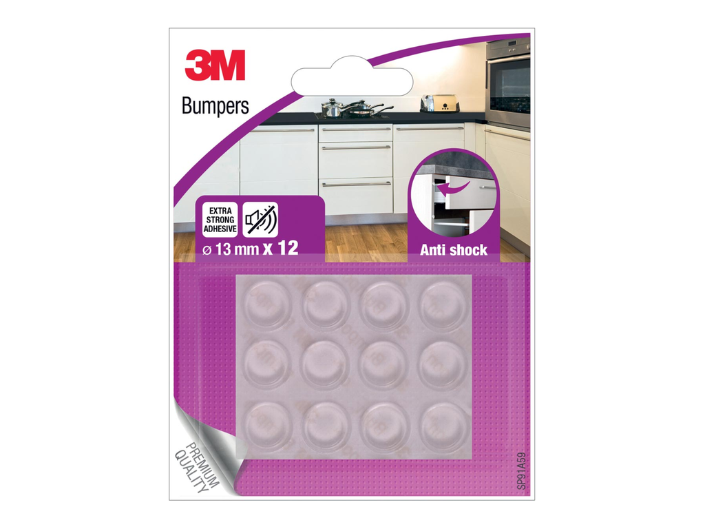 Stootdoppen 3M Anti Shock diameter 13mm transparant blister (12)