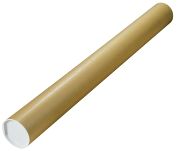 Verzendkoker Ø 100mmx100cm bruin + 2 deksels wit