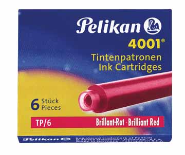 Inktpatroon Pelikan 4001 TP/6 voor vulpen rood (6)