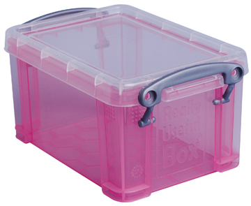 Opbergdoos Really Useful Box 0,7l transparant roze