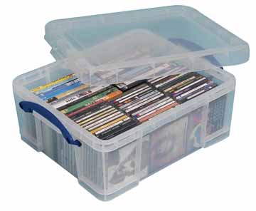 Opbergdoos Really Useful Box 18l voor CD's transparant