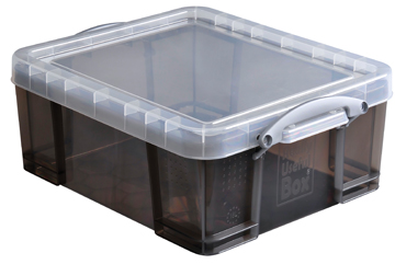 Opbergdoos Really Useful Box 18l voor CD's transparant gerookt