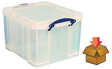 Opbergdoos Really Useful Box 35l apart verpakt transparant