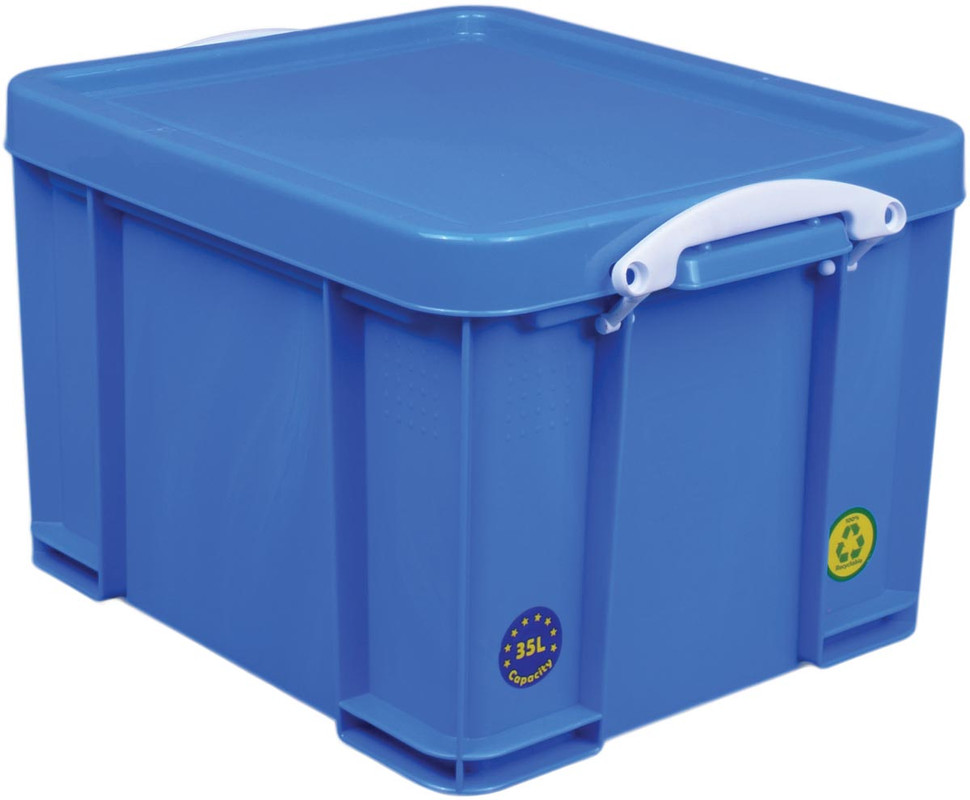 Opbergdoos Really Useful Box 35l neon blauw