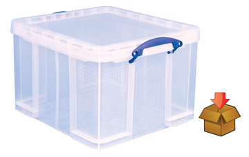 Opbergdoos Really Useful Box 42l apart verpakt transparant