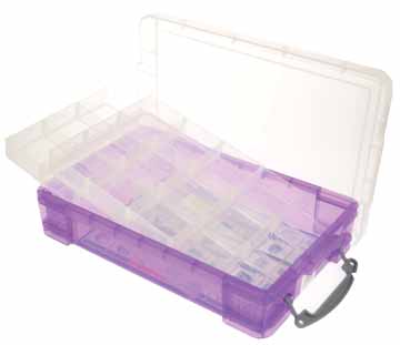 Opbergdoos Really Useful Box 4l met 2 onderverdelingen transparant paars