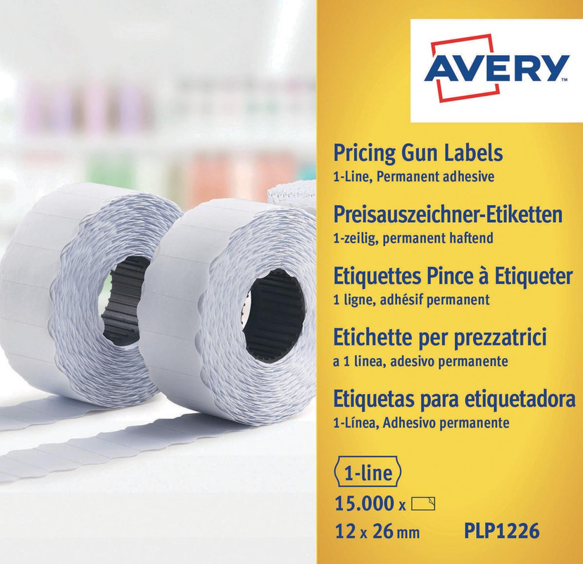 Etiketten Avery Prijstang permanent 12x26mm 1.500 etik/rol geel (10)