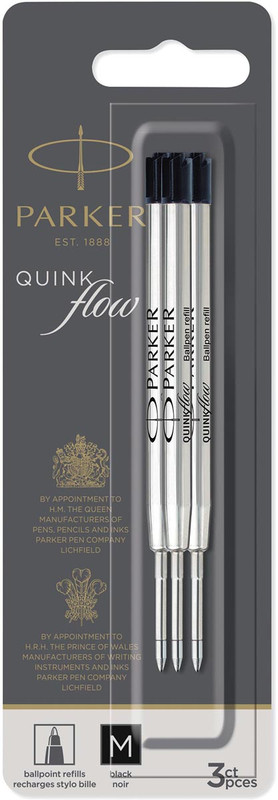 Vulling Parker Quinkflow voor balpen, medium, zwart, bllister (3)