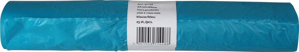Vuilniszakken HDPE recycled 70x110cm 120L 20µ blauw (25)