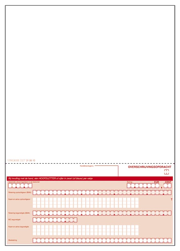 Overschrijvingsformulier A4 nl/fr 90gr (250)