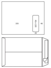 Zakomslag 230x310mm wit + strip M/V rechts (250)