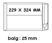 Zakomslag met balg 229X324X25 wit + strip (250)