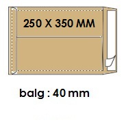 Zakomslag met balg 250X350X40 bruin + strip (250) (017056)