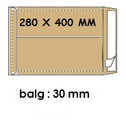 Zakomslag met balg 280x400x40mm bruin + strip (250)