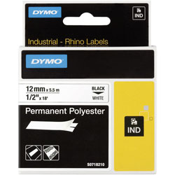 [DYM-S0718210] Dymo Rhino tape perm poly 12mmx3,5m zwart/wit (18764-18483)