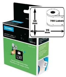 [DYM-S0929120] Dymo LW etiket multif. 25x25mm (750) (S092912)