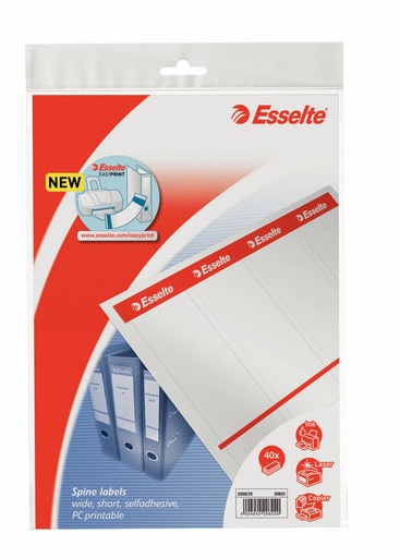 [OUT-20822] Rugetiket Esselte zelfklevend papier 80g kort breed printbaar wit (40)