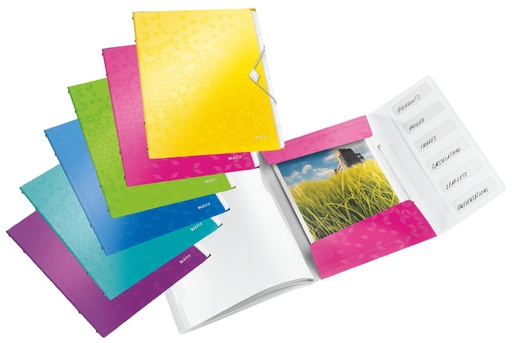 [OUT-46330099] Sorteermap Leitz WOW PP A4 6-vaks assorti metallic