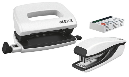 [OUT-55612001] Set Leitz New NeXXt WOW Mini nietmachine en perforator 10vel wit metallic