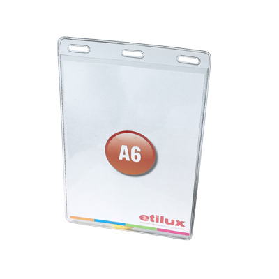 [KAN-BADGE02] Badge A6 verticaal 105 x148mm met 3 gaten transparant (100)