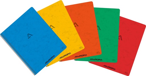 [KAN-2160KQ5] Spiraalschrift Aurora Writing 80 karton A5 16,5x21cm 120blz zonder kantlijn geruit 5mm assorti