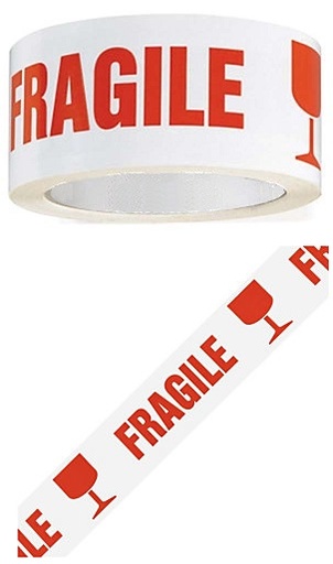 [TES-FRAGILE01] Tape PP 48mmx100m wit met tekst breekbaar - fragile