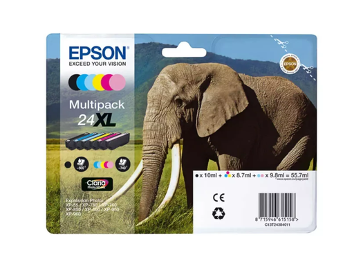[EPS-T243840] Cartridge Epson Inkjet 24XL Expression Photo XP-55 500pag/740pag VALUE PACK BK/C/LC/M/LM/Y