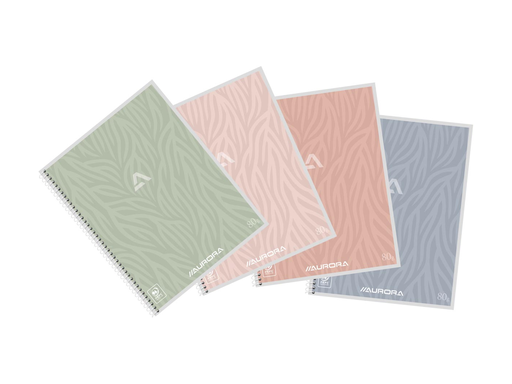 [TIM-2160D1L] Spriaalschrift Aurora Writing 80 Design karton A5 16,5x21cm gelijnd 120blz met kantlijn assorti