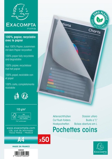 [TIM-50850E] L-map Exacompta Cut-flush uit papier 110g/m² transparant (50)