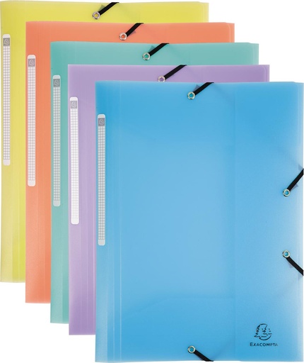 [TIM-55170E] Elastomap Exacompta Chromaline PP met 3 kleppen met rugetiket A4 pastel assorti