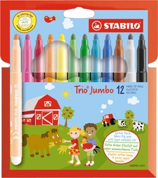 [TIM-380-12] Viltstift Stabilo Trio Jumbo Etui 12 STUKS Assorti