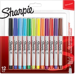 [TIM-2065408] Permanent marker Sharpie extra fijne ronde punt assorti (12)